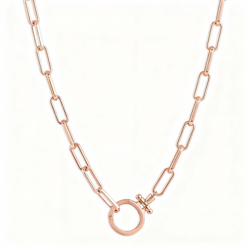 Collier pendentif rond en or rose 10 carats-1