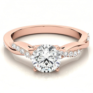 10K Rose Gold Round Shaped Moissanite Engagement Ring-11