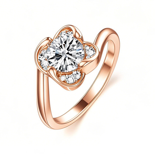Runder Moissanit-Verlobungsring aus 10 Karat Roségold