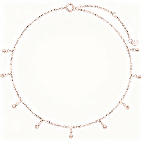 10K Rose Gold Round Single Layer Charm Anklet