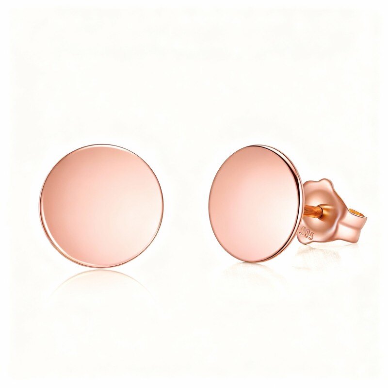 Pendientes redondos de oro rosa de 10 quilates-1