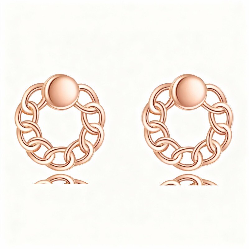 أقراط دائرية من الذهب الوردي عيار 10 قيراط-1