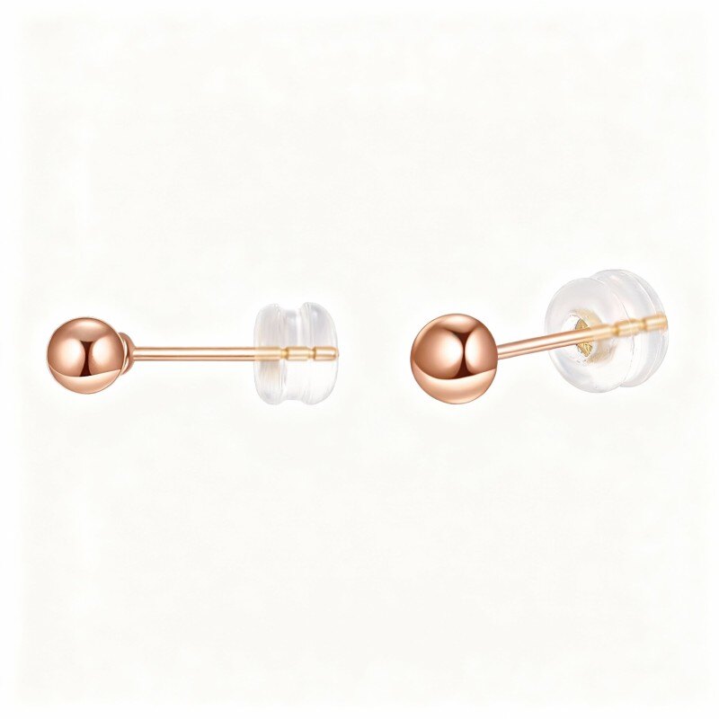 Pendientes redondos de oro rosa de 10 quilates-6