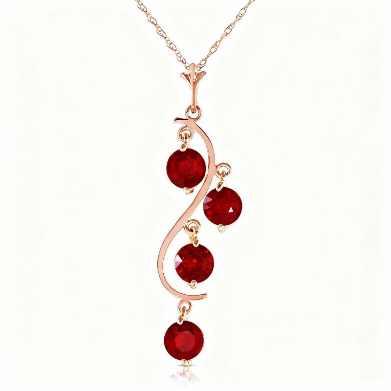 18K Rose Gold Ruby Round Pendant Necklace-1