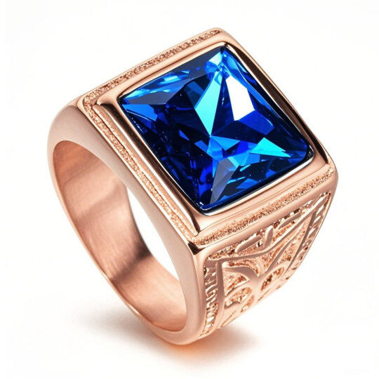10K Rose Gold Sapphire Ring for Men