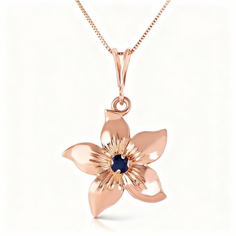 Collier pendentif fleurs sauvages en or rose 18 carats et saphir-1