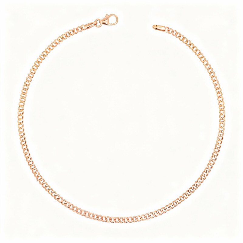 Chaîne de cheville simple en or rose 10 carats-1