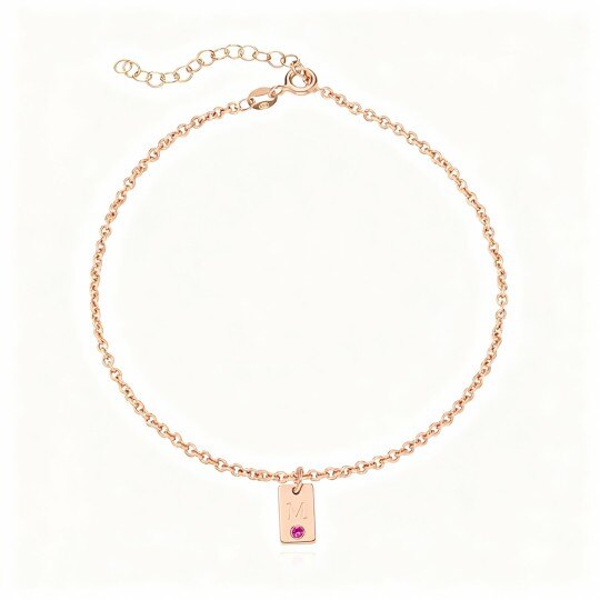 10Kローズゴールドシングルレイヤーチャームアンクレット