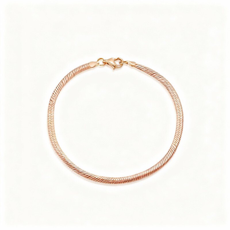 Pulsera de cadena de serpiente de oro rosa de 14 quilates-1
