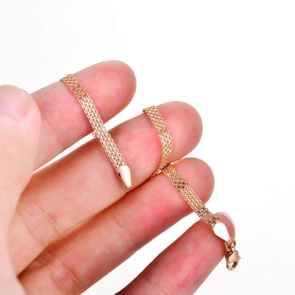 Pulsera de cadena de serpiente de oro rosa de 10 quilates-3