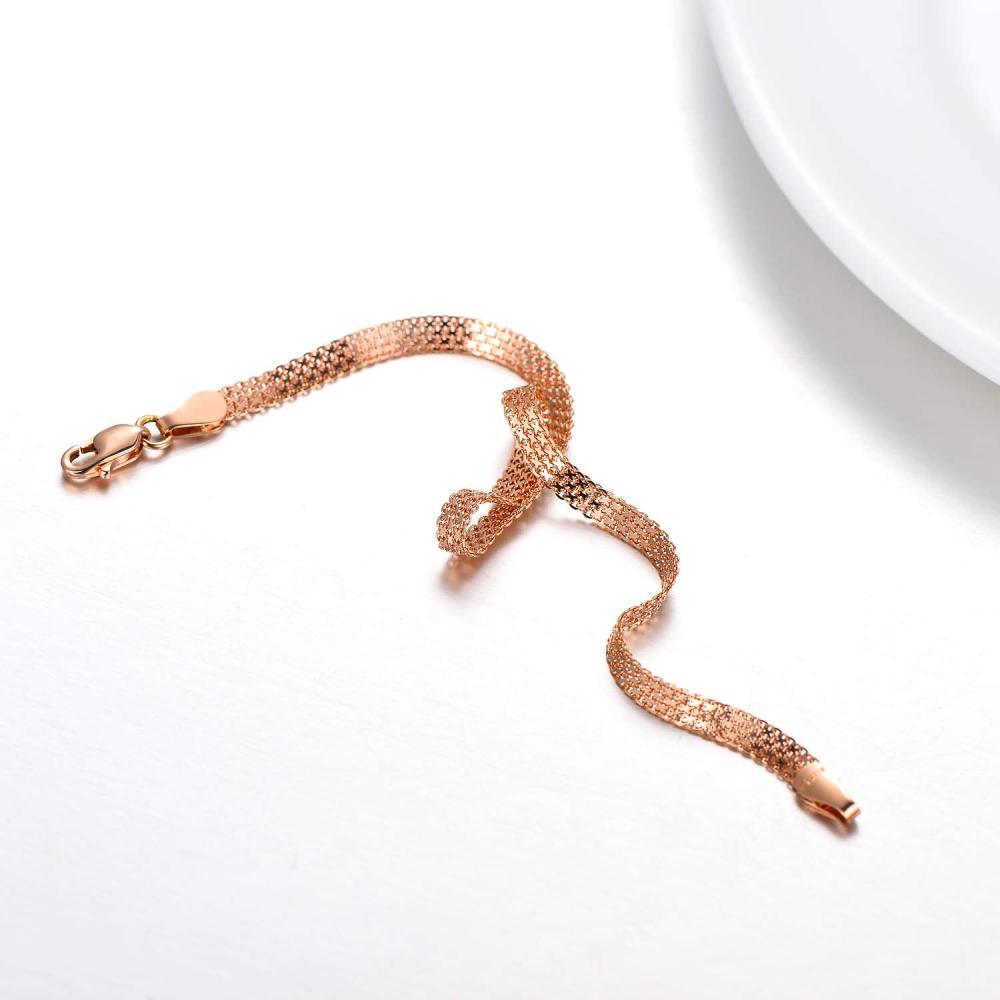 Pulsera de cadena de serpiente de oro rosa de 10 quilates-5