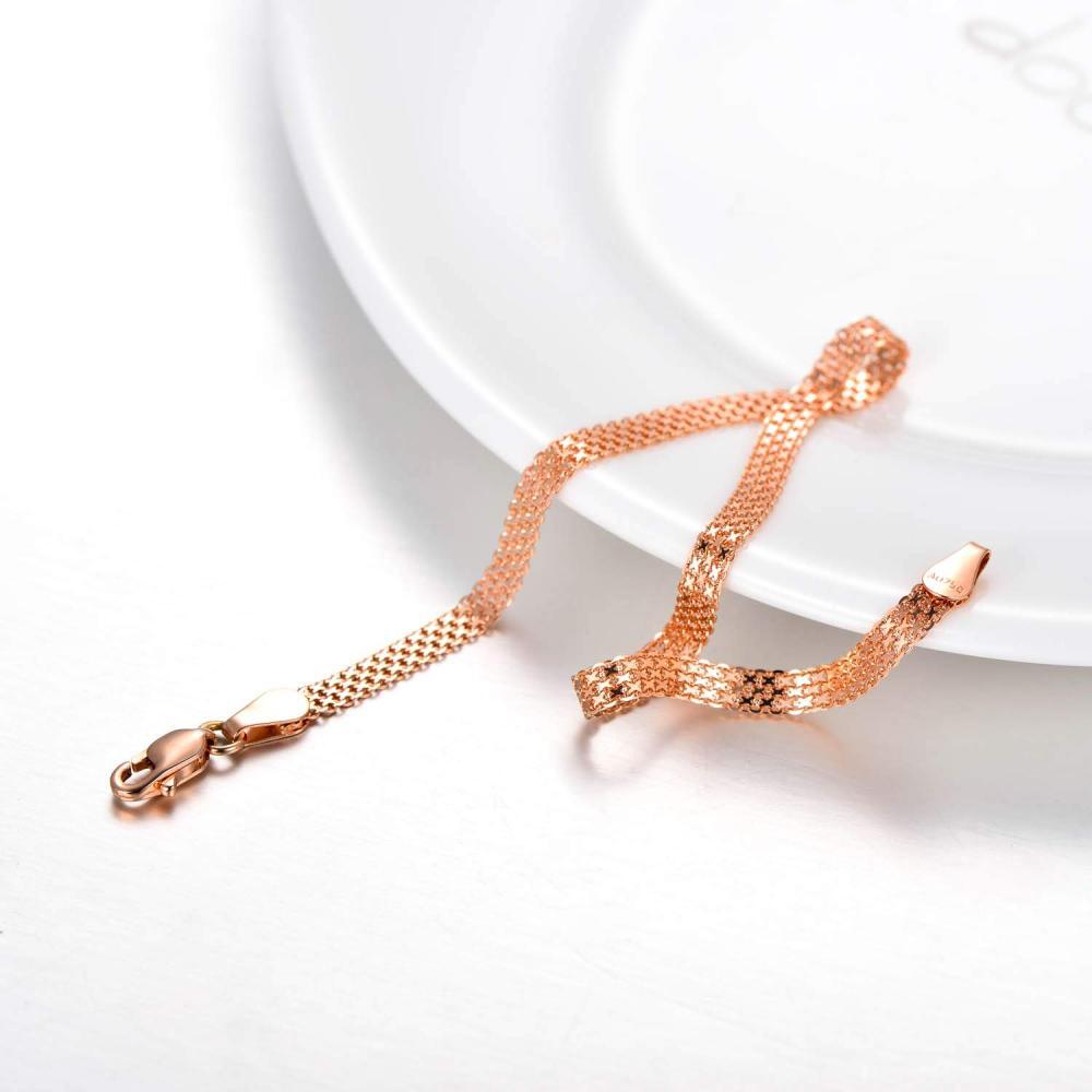 Pulsera de cadena de serpiente de oro rosa de 10 quilates-6