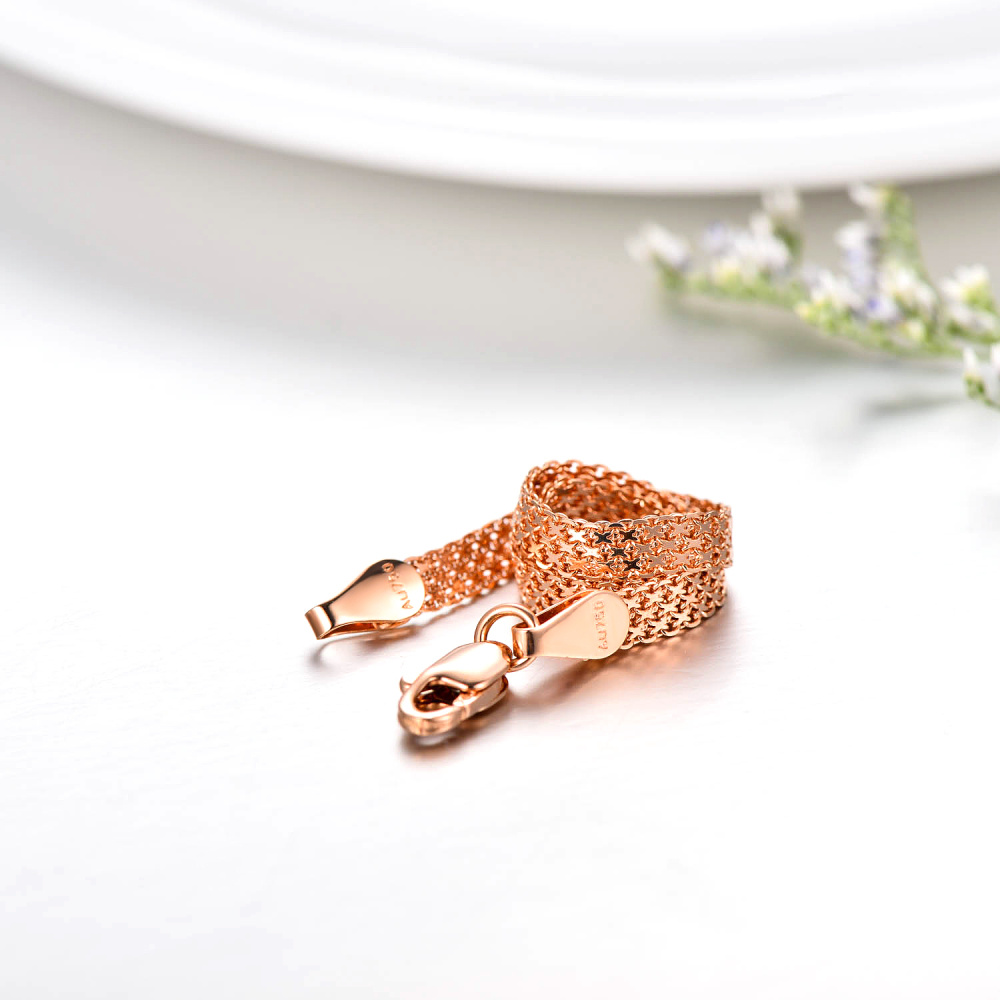 Pulsera de cadena de serpiente de oro rosa de 10 quilates-7