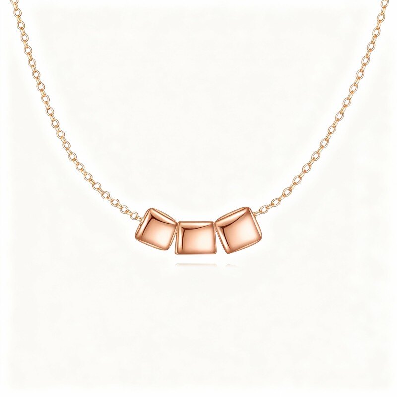 Collier pendentif carré en or rose 18 carats-1