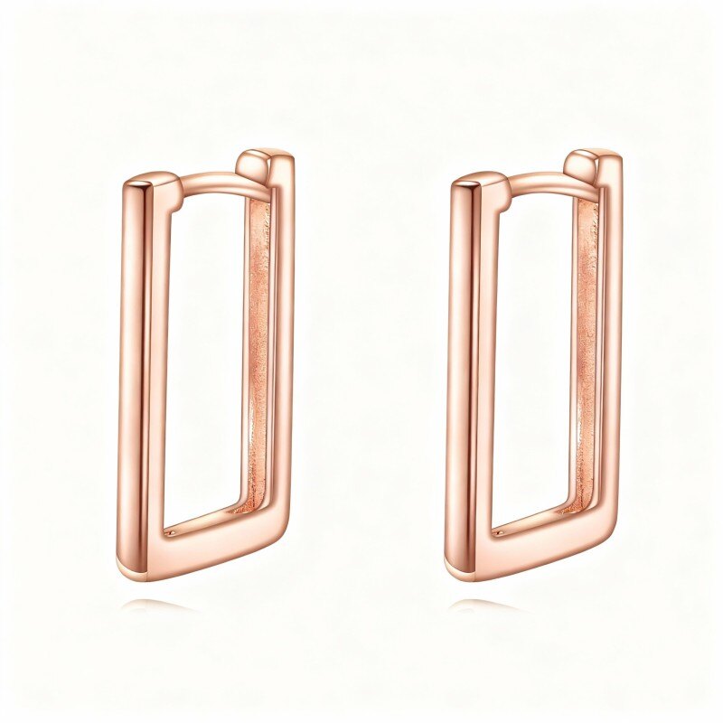10K Rose Gold Square Stud Earrings-1