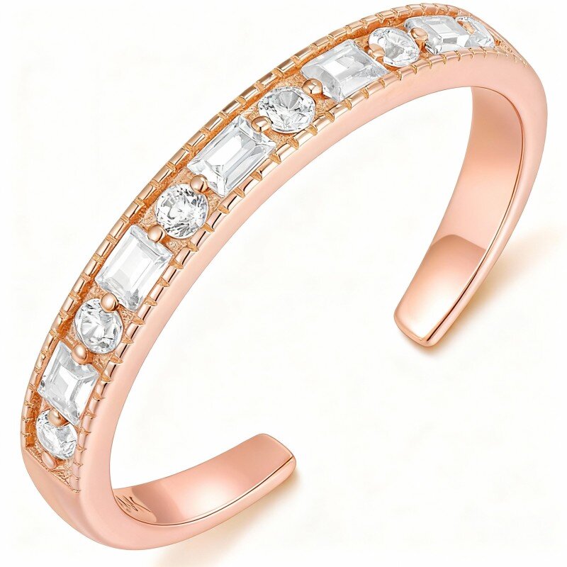 14K roségouden vierkante teenring met kubieke zirkonia-1