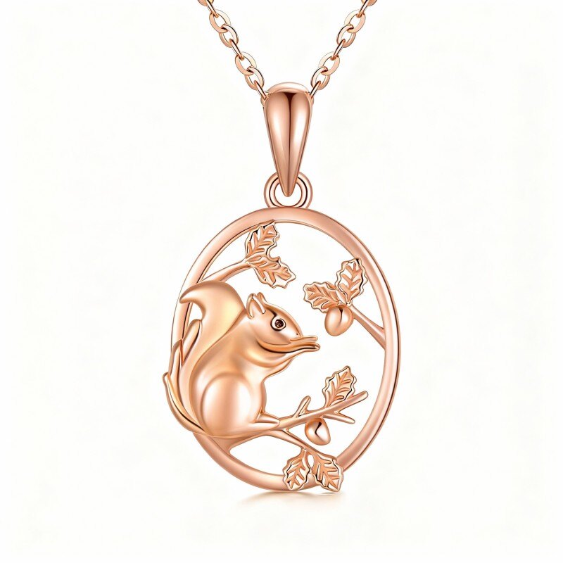 18K Rose Gold Squirrel Pendant Necklace-1