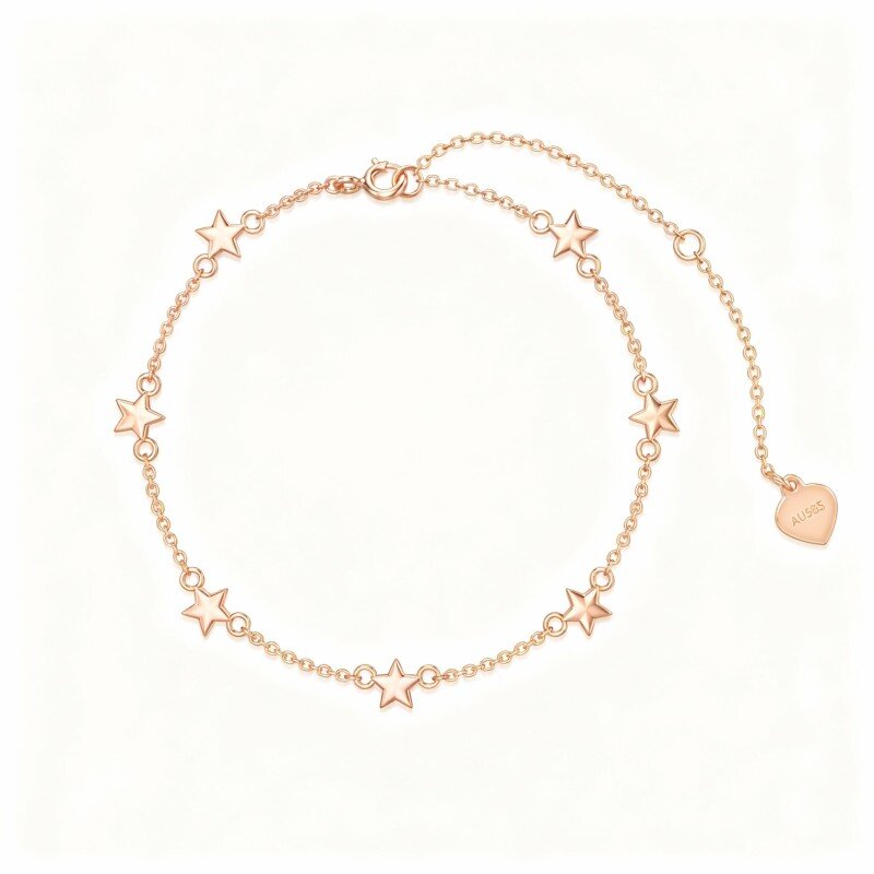 18K Rose Gold Star Charm Bracelet-1