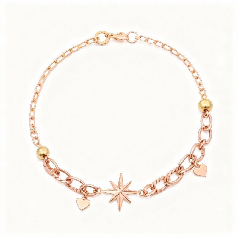 Pulsera con dije de estrella de oro rosa de 18 quilates-1