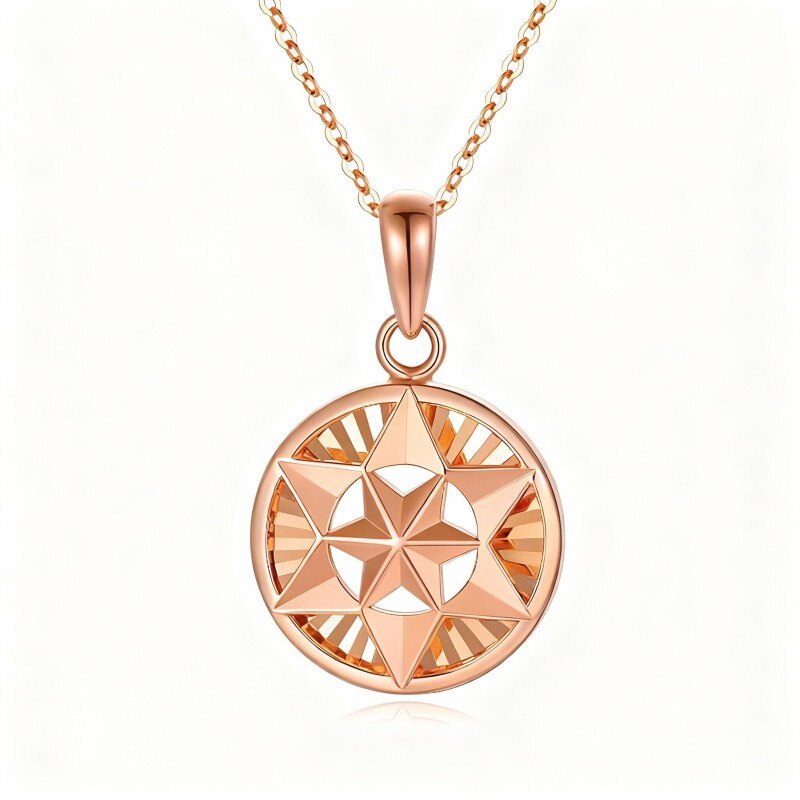 Collar con moneda de estrella de oro rosa de 18 quilates-1