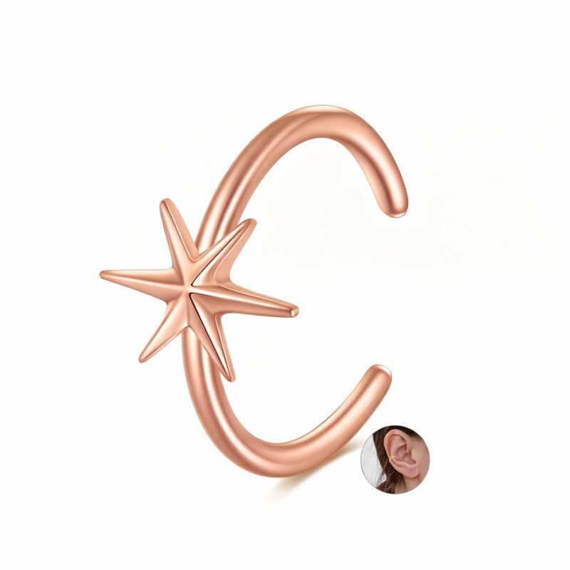 أقراط على شكل نجمة من الذهب الوردي عيار 18 قيراطًا-1