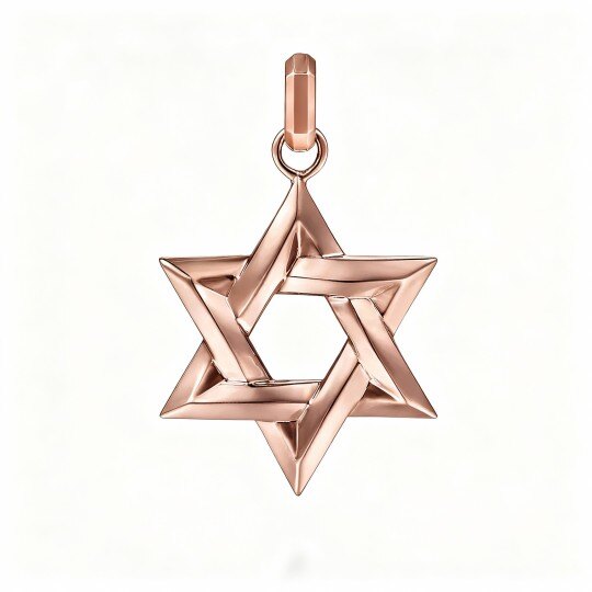 Colgantes de oro rosa de 10 quilates con la estrella de David para hombre