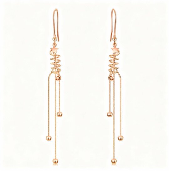10K Rose Gold Star Drop Earrings