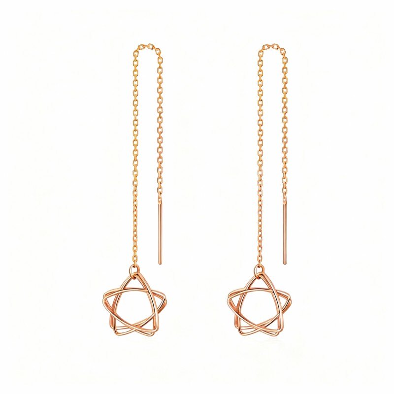 Pendientes colgantes de estrella en oro rosa de 18 quilates-1