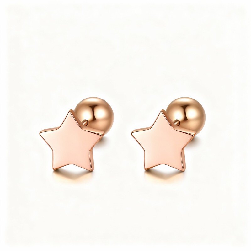 Pendientes de estrella de oro rosa de 10 quilates-1