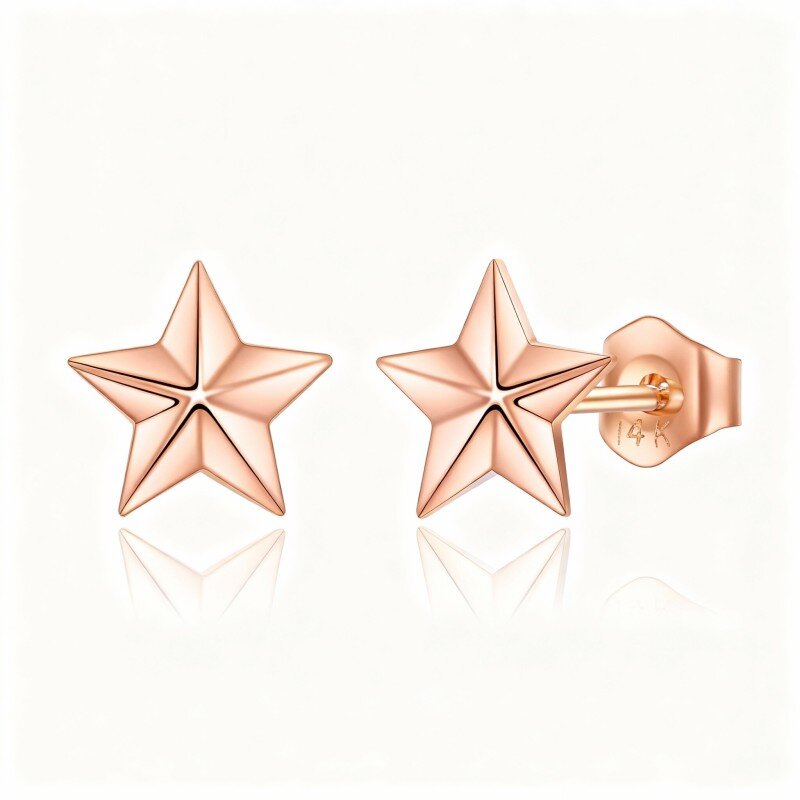Pendientes de estrella de oro rosa de 14 quilates-1