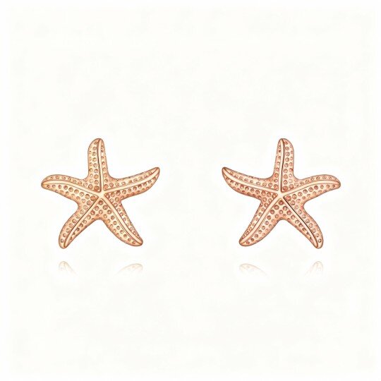 10K Rose Gold Starfish Stud Earrings