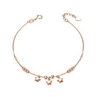 10K Rose Gold Stars Charm Bracelet-24