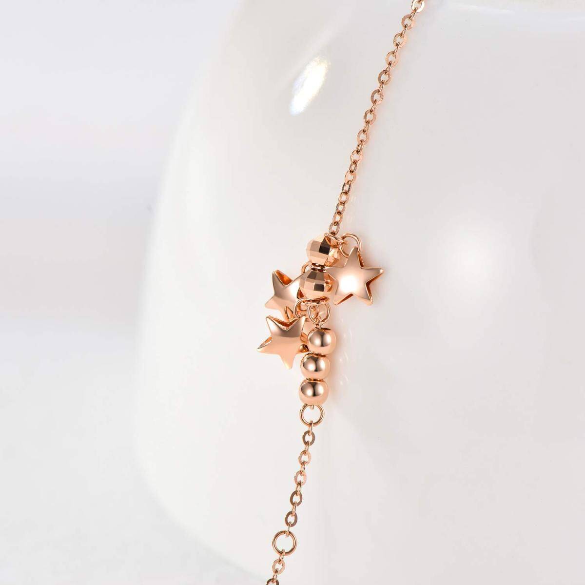 Pulsera Colgante Estrellas Oro Rosa 18K-3