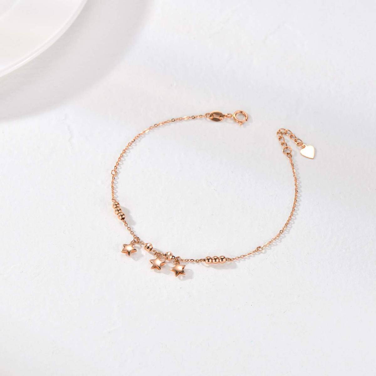 Pulsera Colgante Estrellas Oro Rosa 18K-4