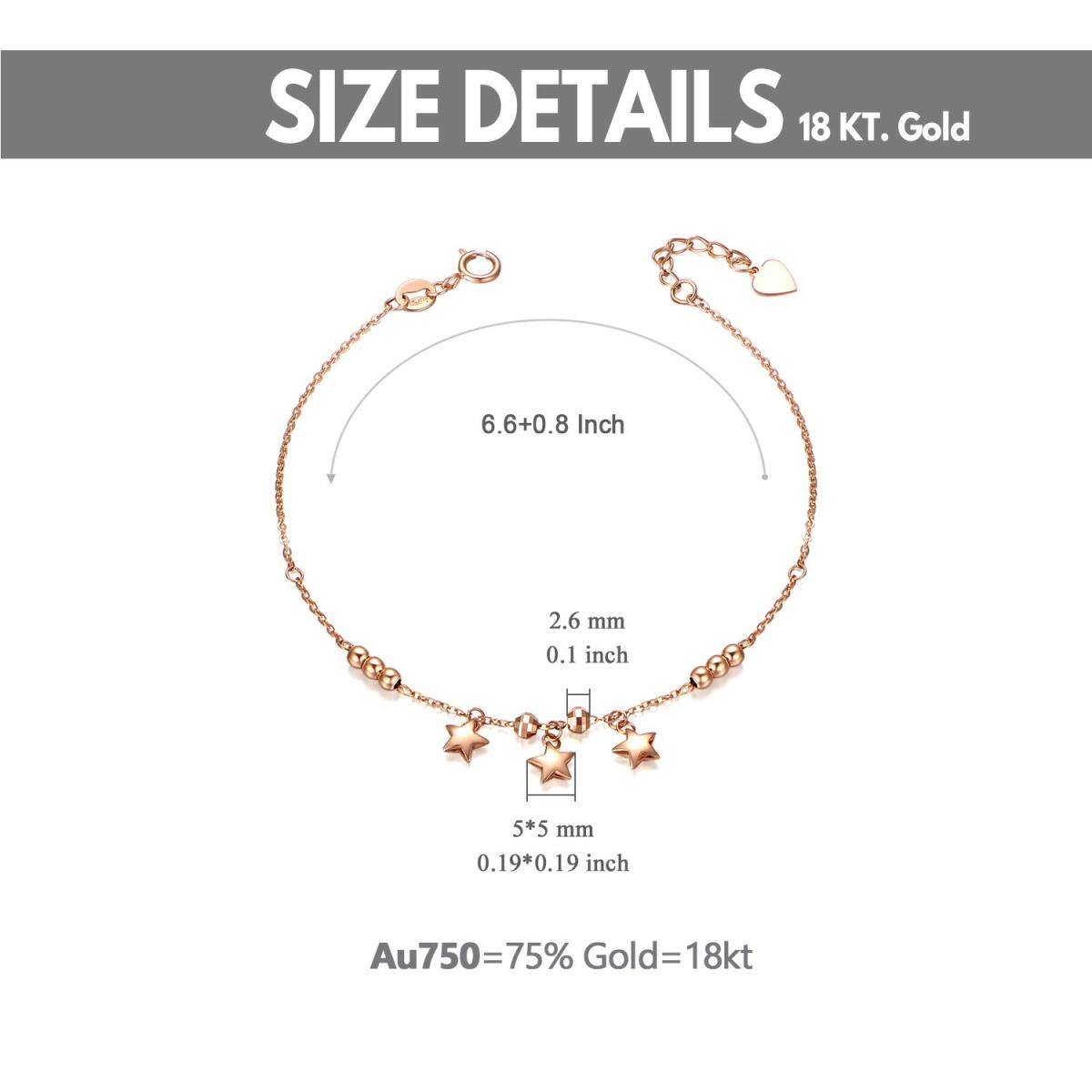 18K Rose Gold Stars Pendant Bracelet-5