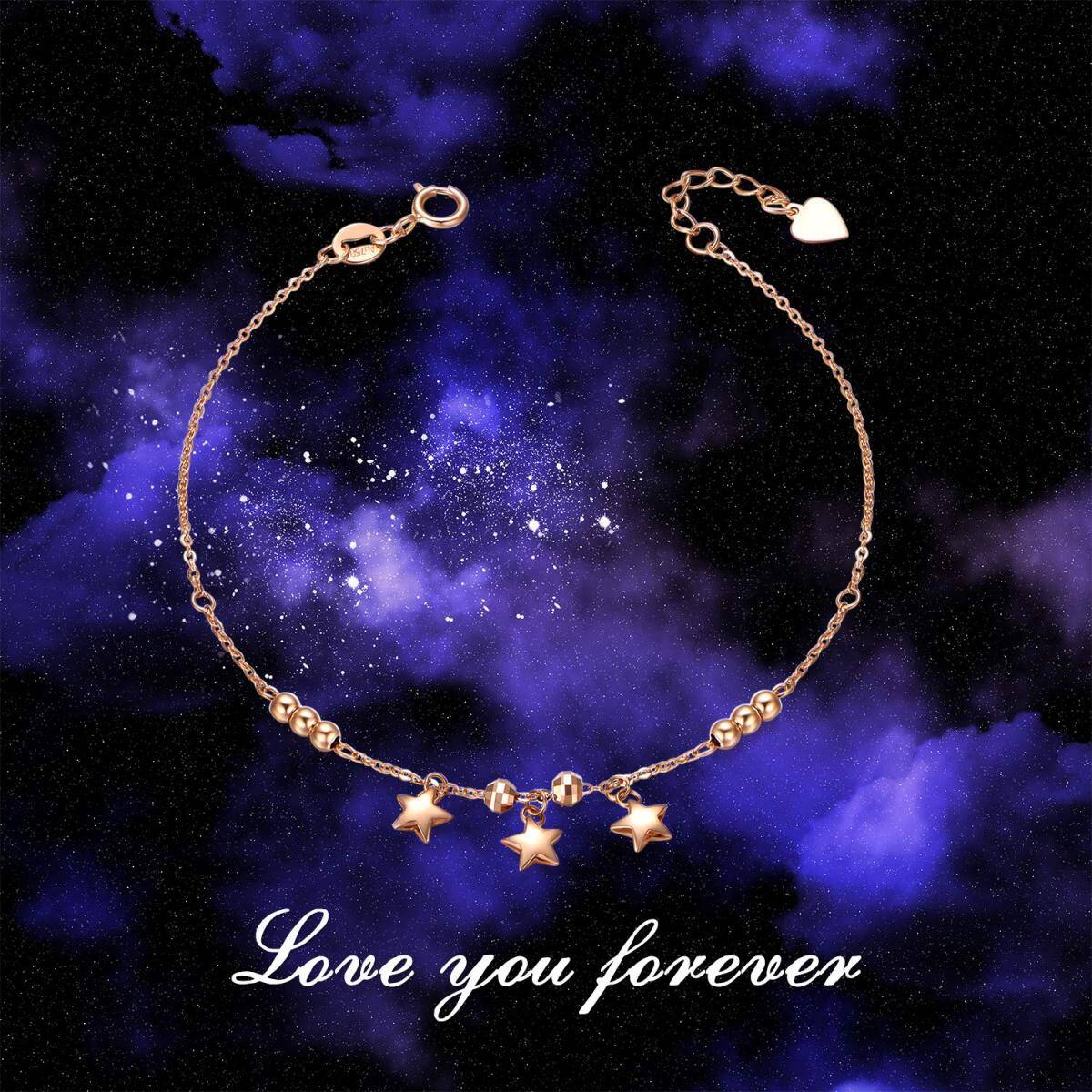 10K Rose Gold Stars Charm Bracelet-6