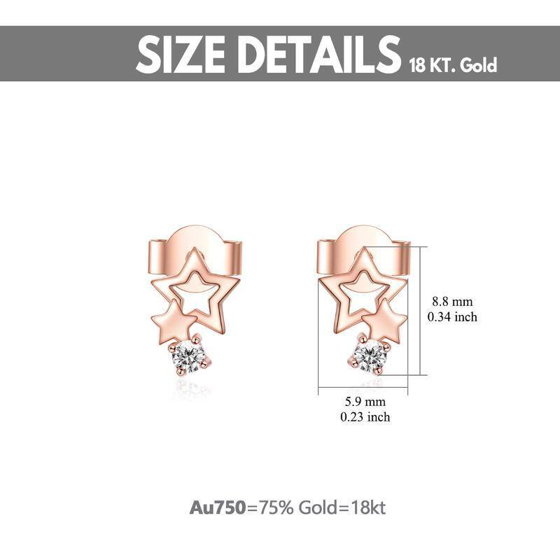 10K White Gold Cubic Zirconia Star Stud Earrings-5