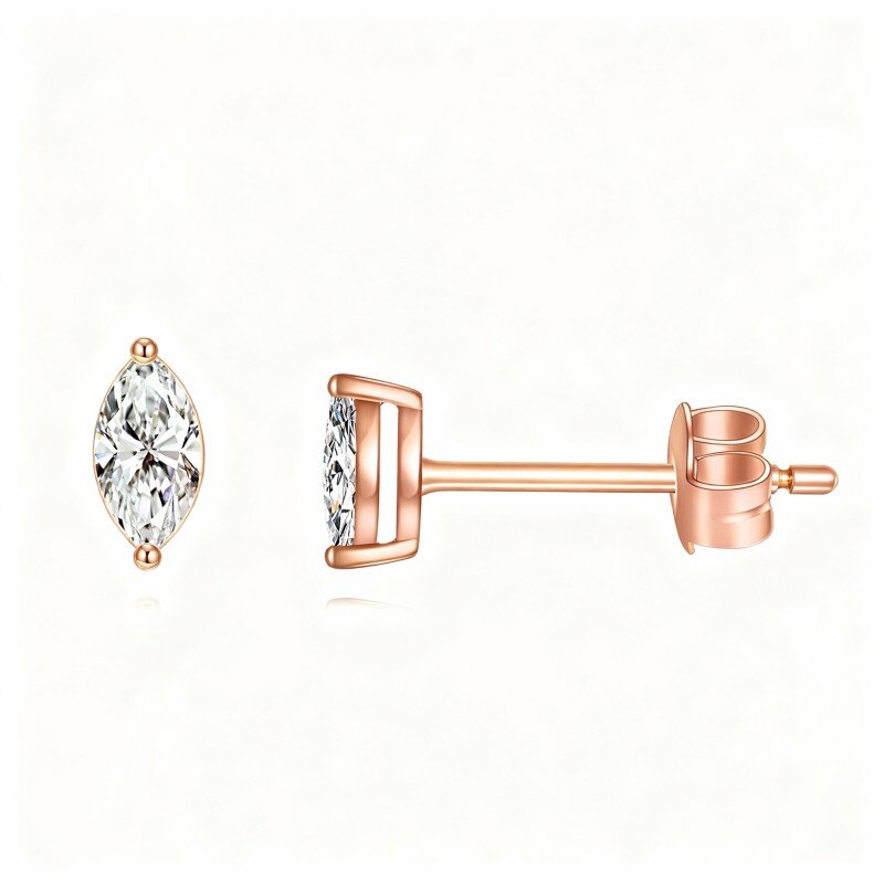 Kolczyki z 14-karatowego różowego złota z cyrkoniami sześciennymi-1