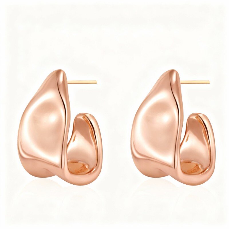 14K Rose Gold Stud Earrings-1