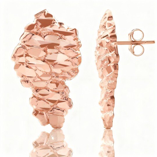 أقراط مرصعة بالذهب الوردي عيار 10 قيراط