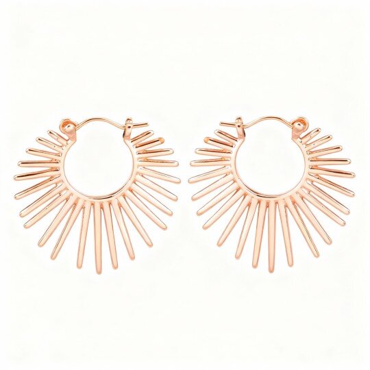 10K Rose Gold Sun Hoop Earrings