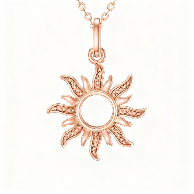 Colar com pendente de sol em ouro rosa 10K-1