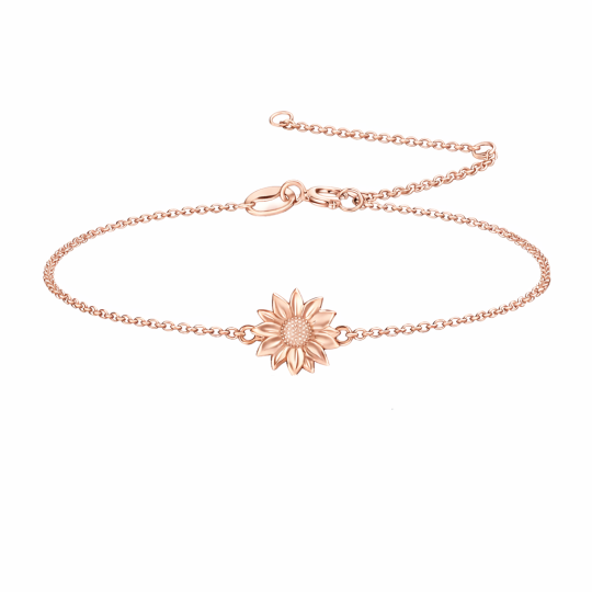 Pulsera con dije de girasol en oro rosa de 18 quilates