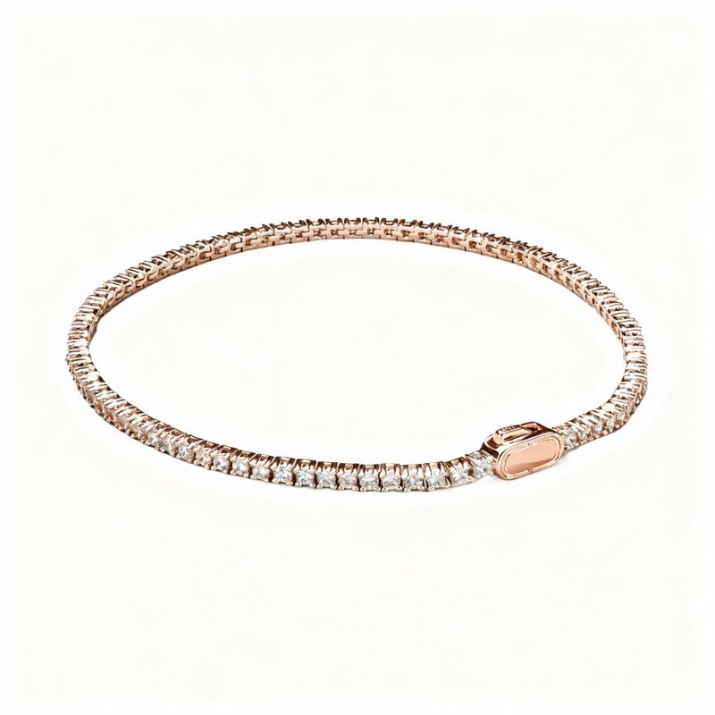 10K Rose Gold Tennis Chain Bracelet-1