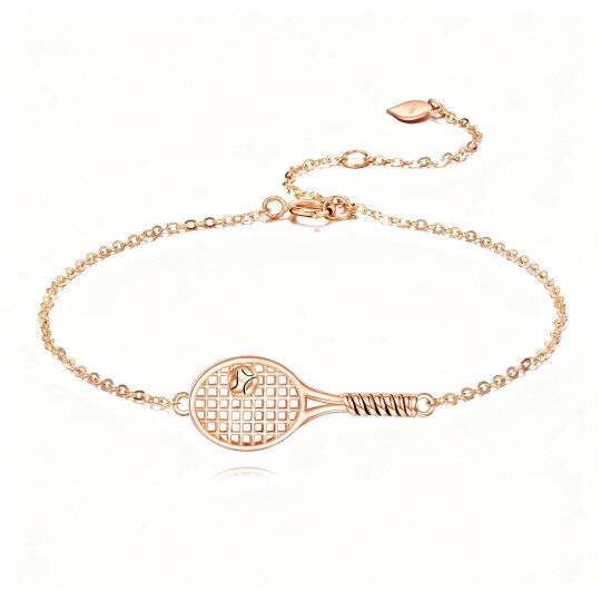 10K Rose Gold Tennis Racket Charm Bracelet