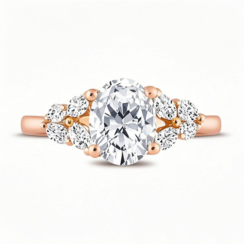 Verlobungsring aus 18-karätigem Roségold mit 1 bis 3,5 Karat Gesamtgewicht, im Labor hergestelltem Diamanten im Marquise-Schliff, Reinheit D-VVS1, IGI-zertifiziert-1