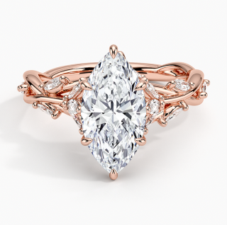 10K Rose Gold 1 to 3.5 CT.T.W. Marquise Cut Lab Created Diamond Leaves Engagement Band IGI Certified-11