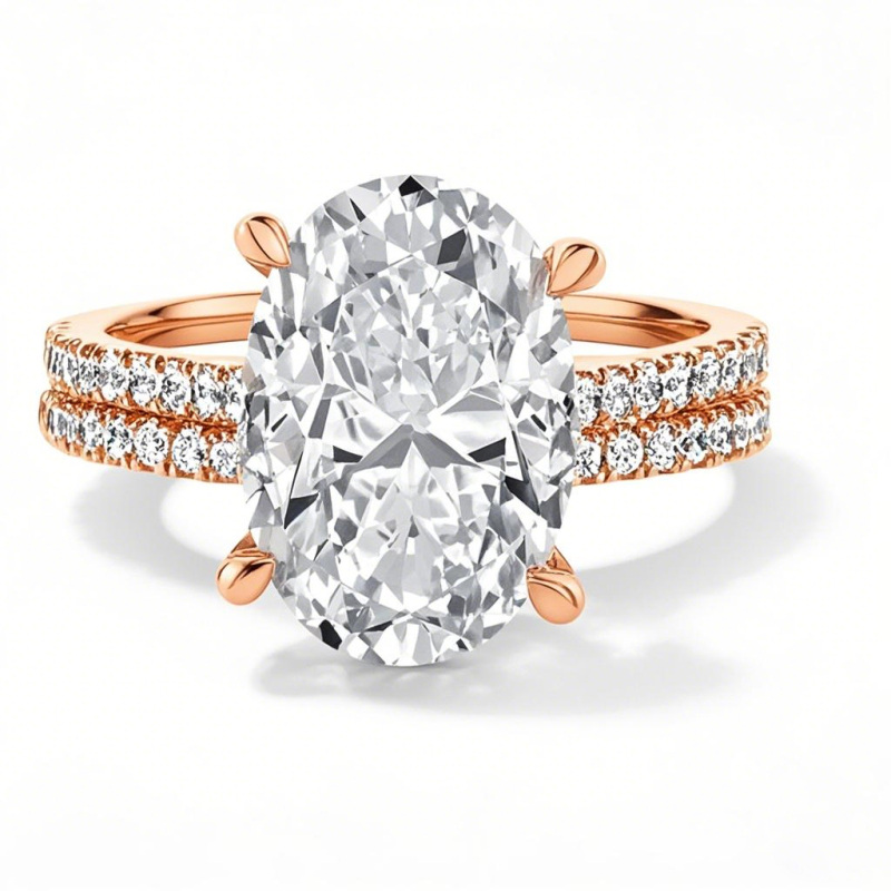 14K Rose Gold 1 to 3.5 CT.T.W. Oval Lab Created Diamond Custom Engagement Band D-VVS1 3EX IGI Certified-1