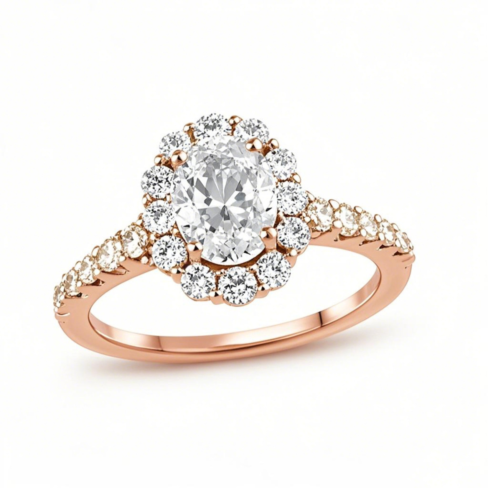 14K Rose Gold 1 to 3.5 CT. T.W Oval Lab Created Diamond Engagement Ring D VVS1-VS1 Clarity 3EX IGI Certified-1