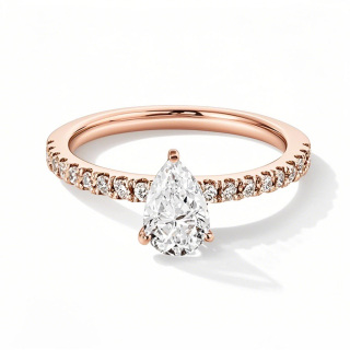 10K Rose Gold 1 to 3.5 CT.T.W. Pear Cut Lab Created Diamond Custom Engagement Ring 3EX IGI Certified-12